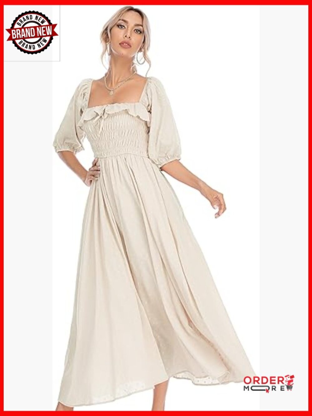 Women's Summer Cotton Ruffled Backless A-Line Midi Dress